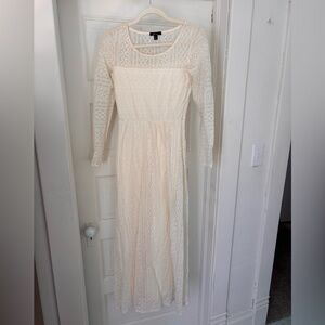 Ella Moss Cream Long Sleeve Lace Maxi Dress